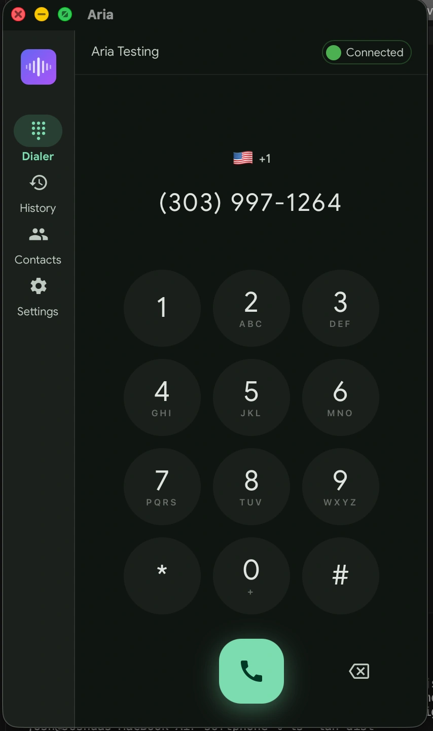 Aria Softphone dialer